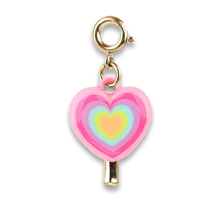Charm Pirulito de Coração Dourado