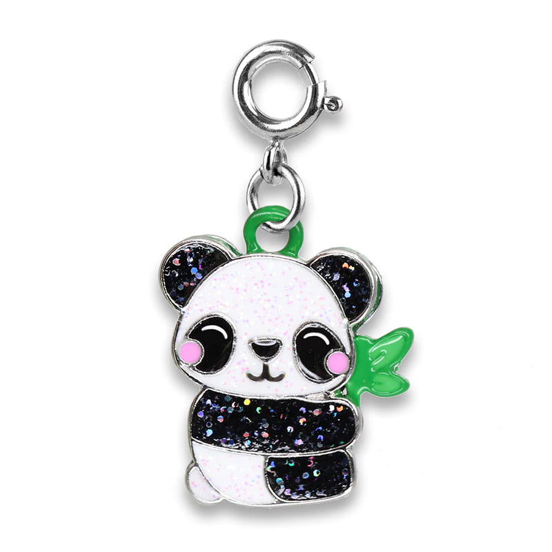 Charm Panda Prateado com Glitter