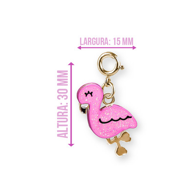 Charm Flamingo Dourado com Glitter