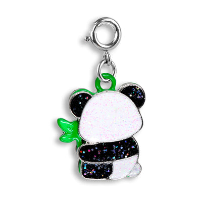 Charm Panda Prateado com Glitte