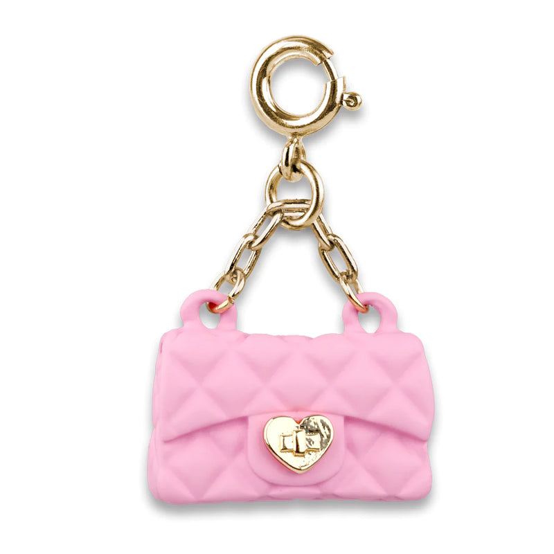 Charm Bolsa Estilosa Pink Dourada