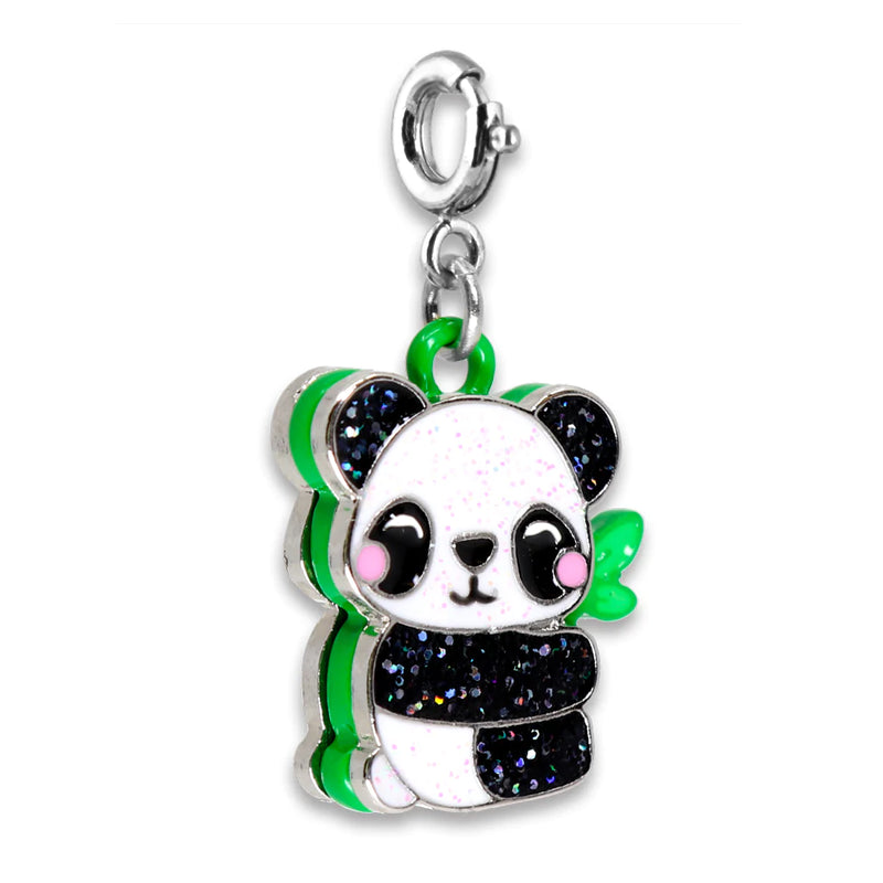 Charm Panda Prateado com Glitte