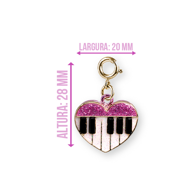 Charm Piano Dourado com Glitter