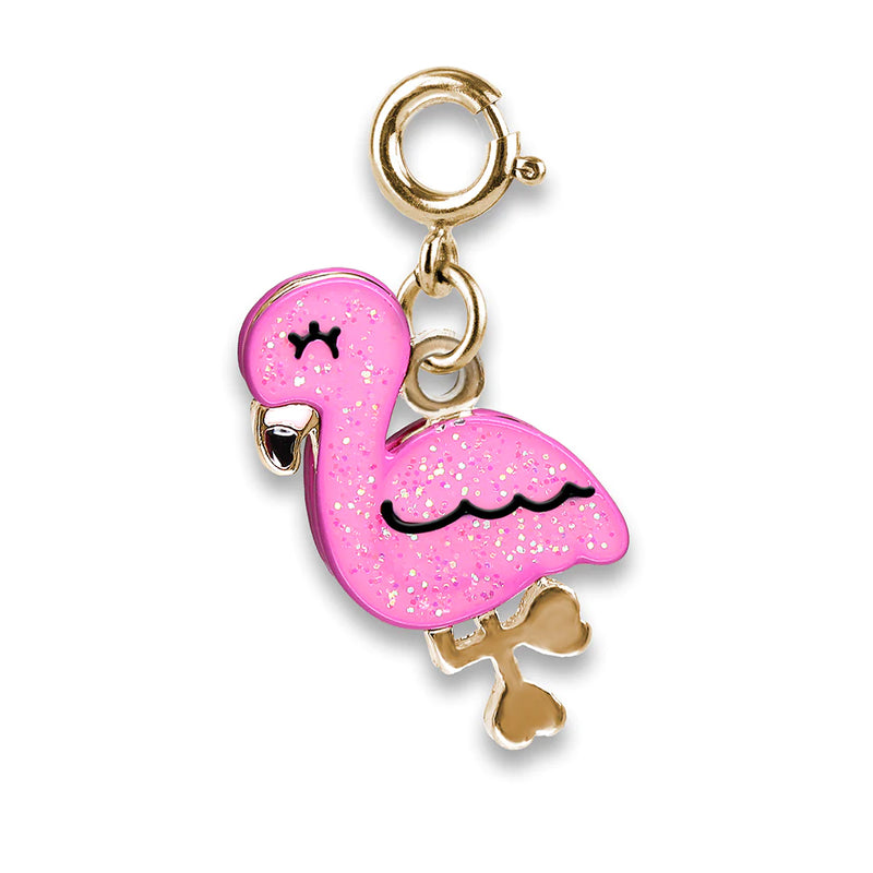 Charm Flamingo Dourado com Glitter