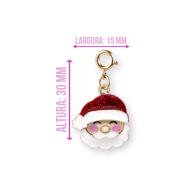 Charm Papai Noel Dourado com Glitter