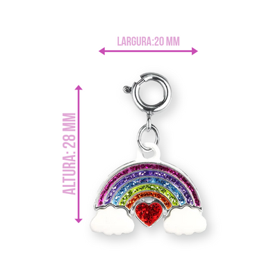 Charm Arco-Iris Prateado com Glitter