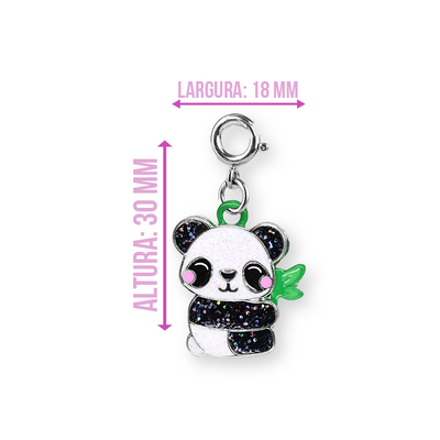 Charm Panda Prateado com Glitte