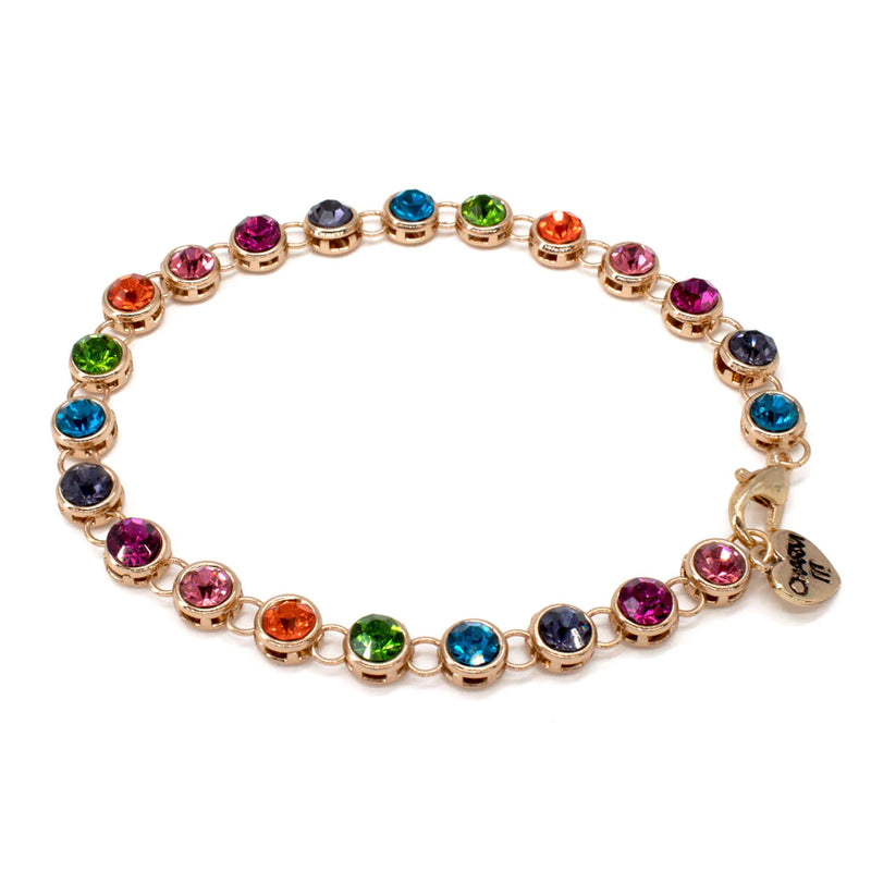 Pulseira Strass Arco - Iris Dourada